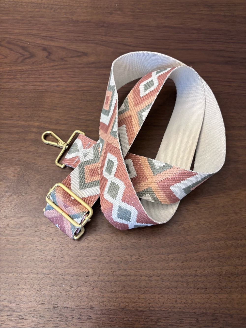 Canvelle Adjustable Geometric Jacquard Strap - Peach, Sage & Cream